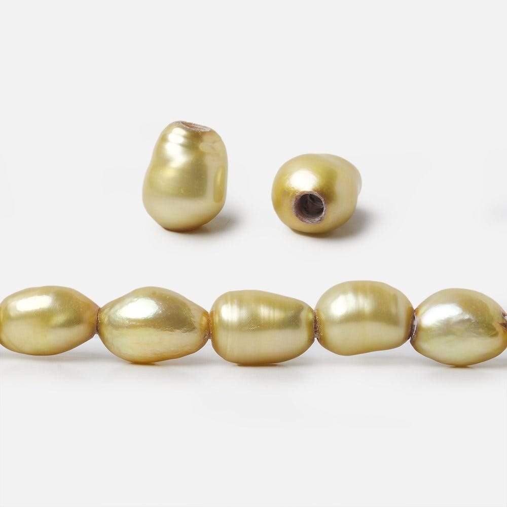 9x8-11x9mm Buttercup Yellow Large Hole Baroque Freshwater Pearls 15 inches 40 pieces