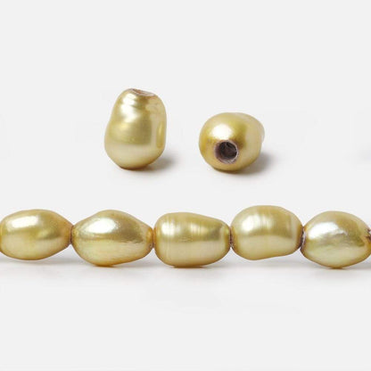 9x8-11x9mm Buttercup Yellow Large Hole Baroque Freshwater Pearls 15 inches 40 pieces