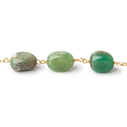 9x8-11x9mm Chrysoprase Plain Nuggets on Vermeil Chain by the Foot 18 beads