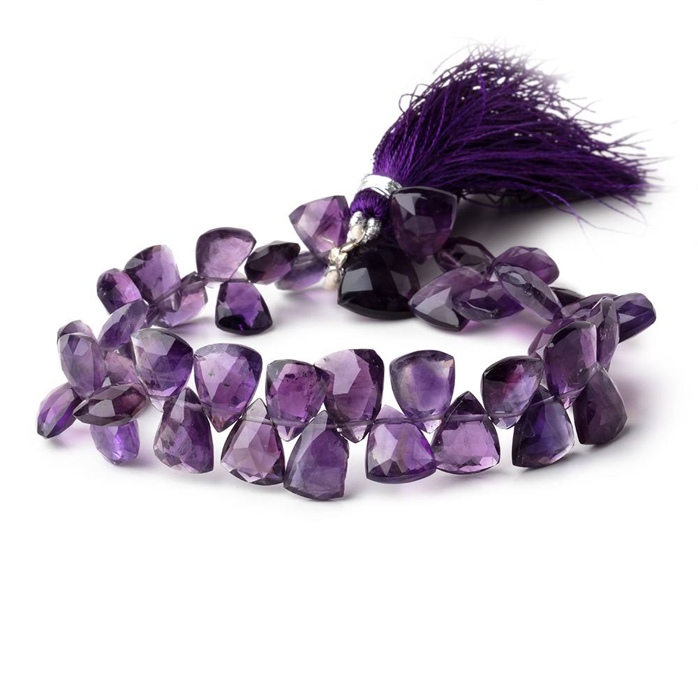 9x8-12x11mm Amethyst Faceted Triangle Beads 8 inch 44 pieces