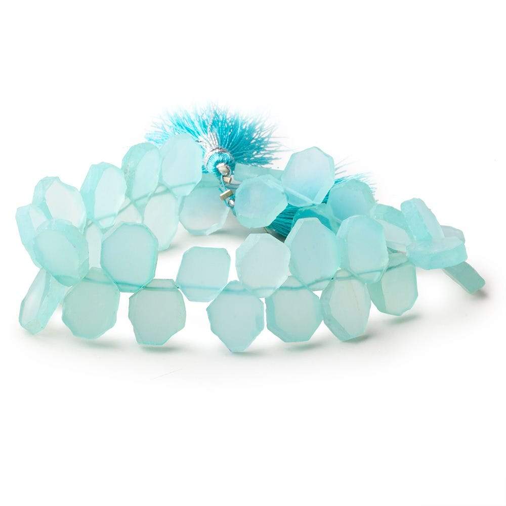 12x15mm Seafoam Blue Chalcedony top drilled plain nugget 8 inch 25 beads