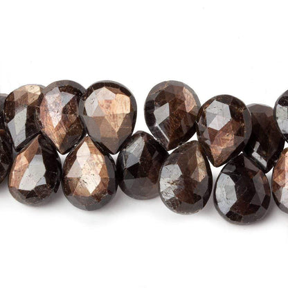 9x8-12x8mm Golden Sheen Sapphire faceted pear beads 8 inch 53 pieces AAA