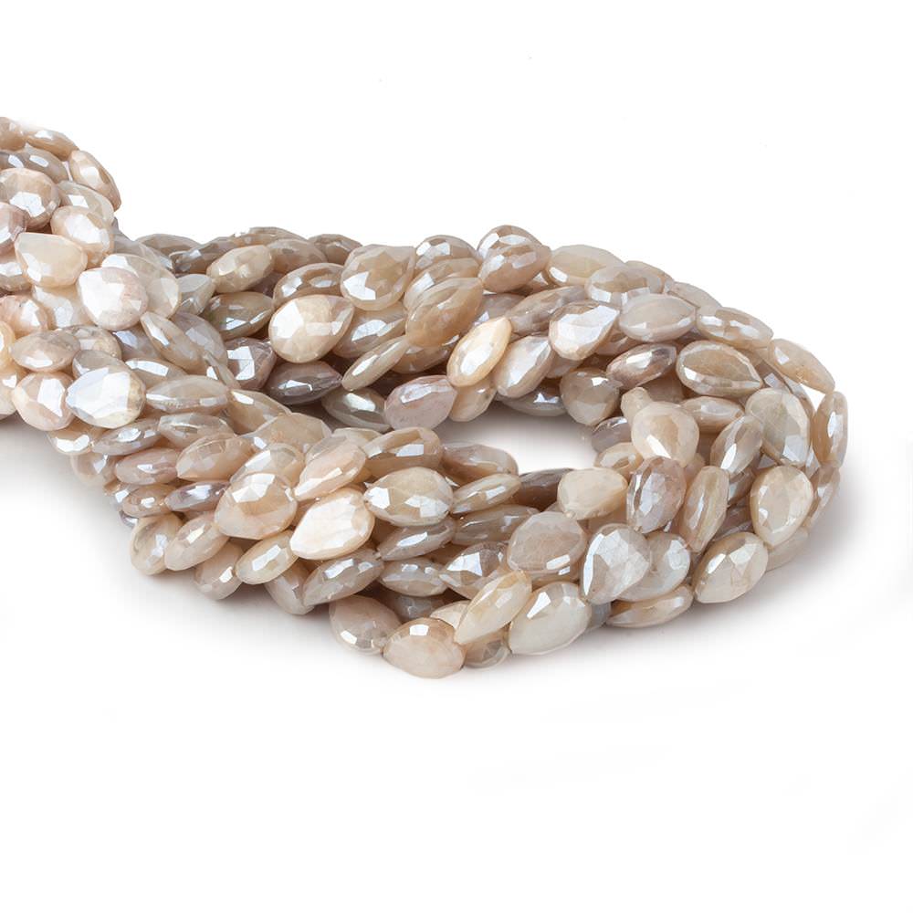 9x8-13x8mm Mystic Cream Moonstone faceted pears 14 inch 29 beads