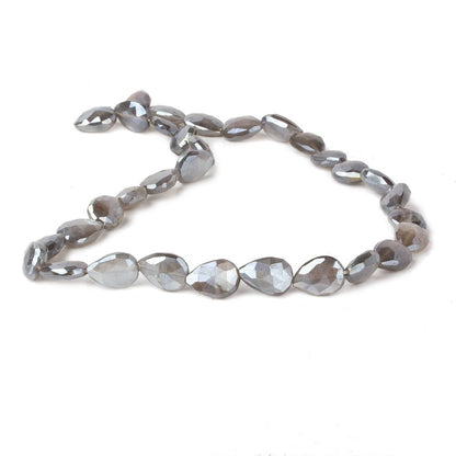 9x8-13x8mm Mystic Dark Platinum Grey Moonstone faceted pears 14 inch 29 beads