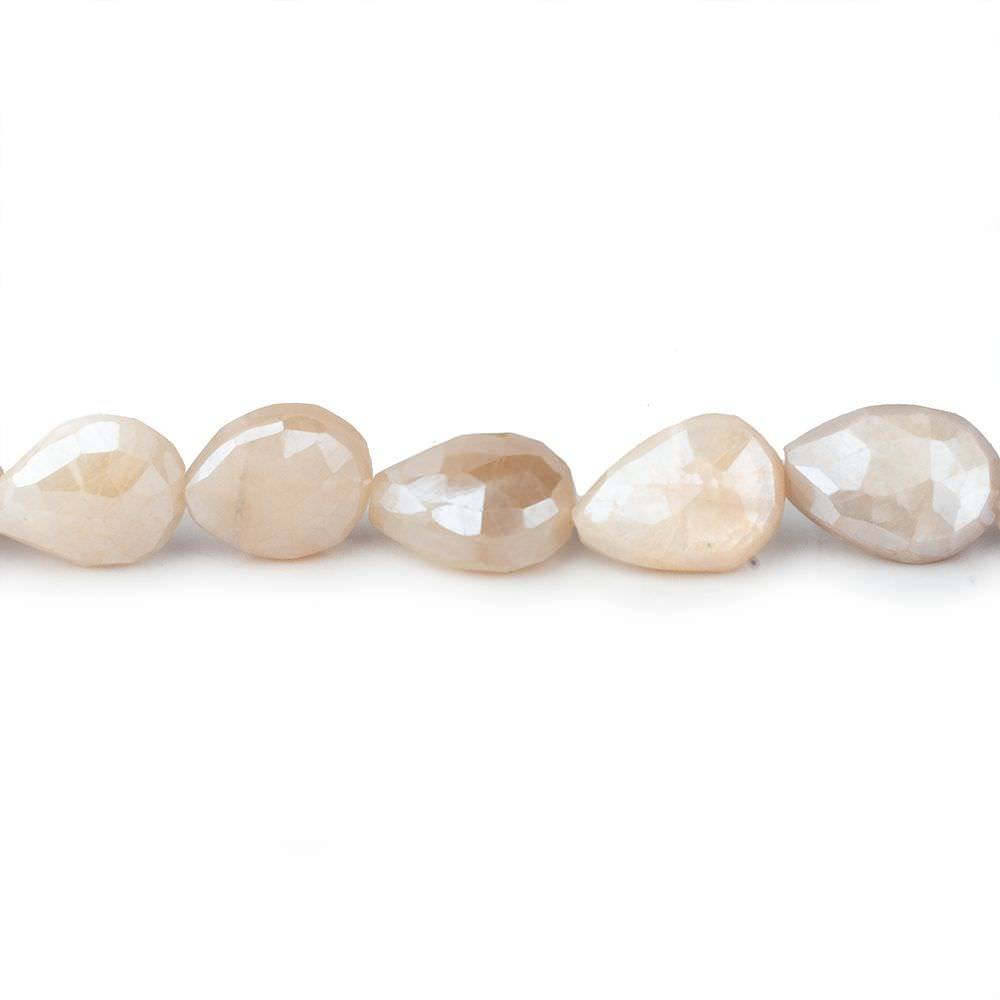 9x8-13x8mm Mystic Peach Moonstone faceted pears 14 inch 29 beads