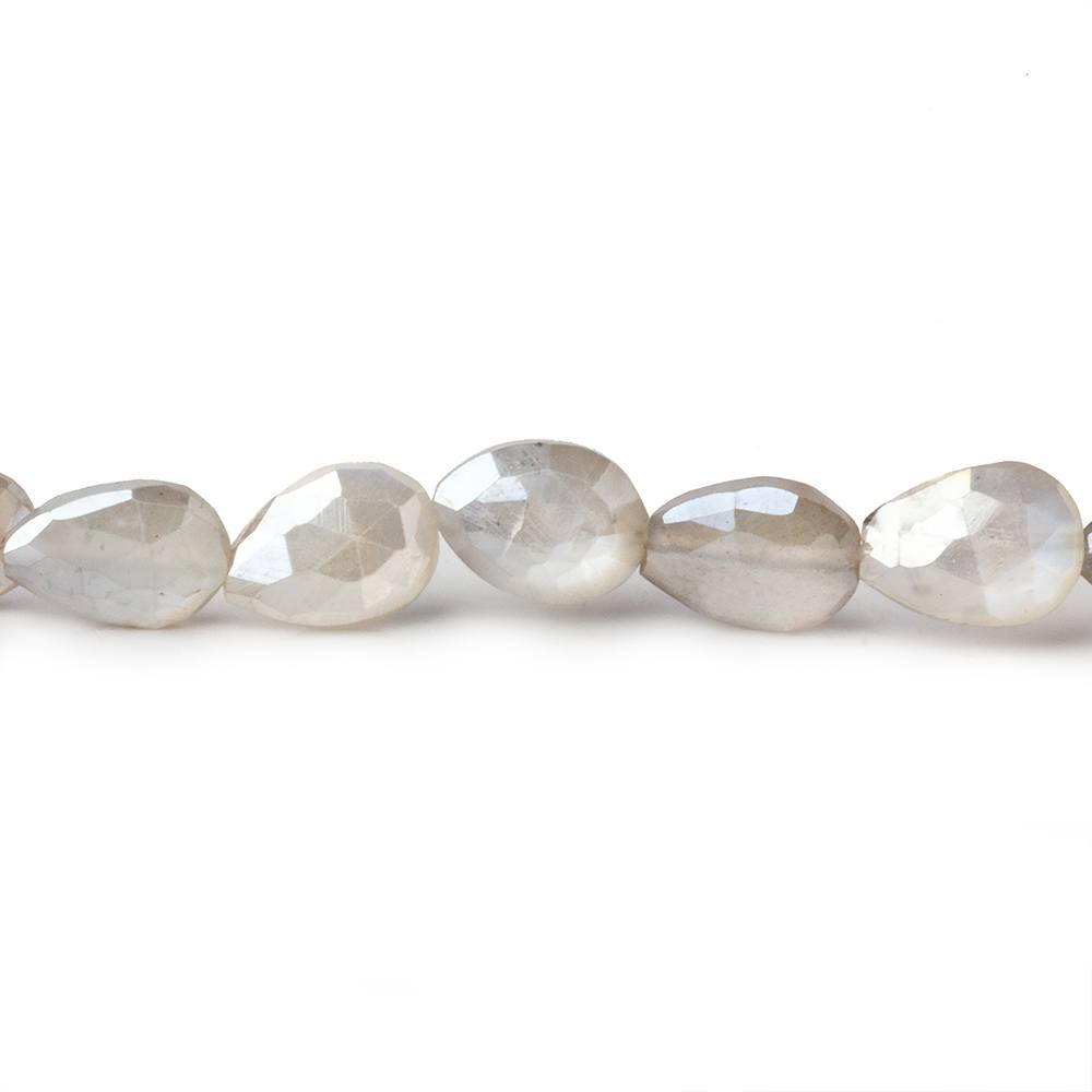 9x8-13x8mm Mystic Platinum Grey Moonstone faceted pears 14 inch 29 beads
