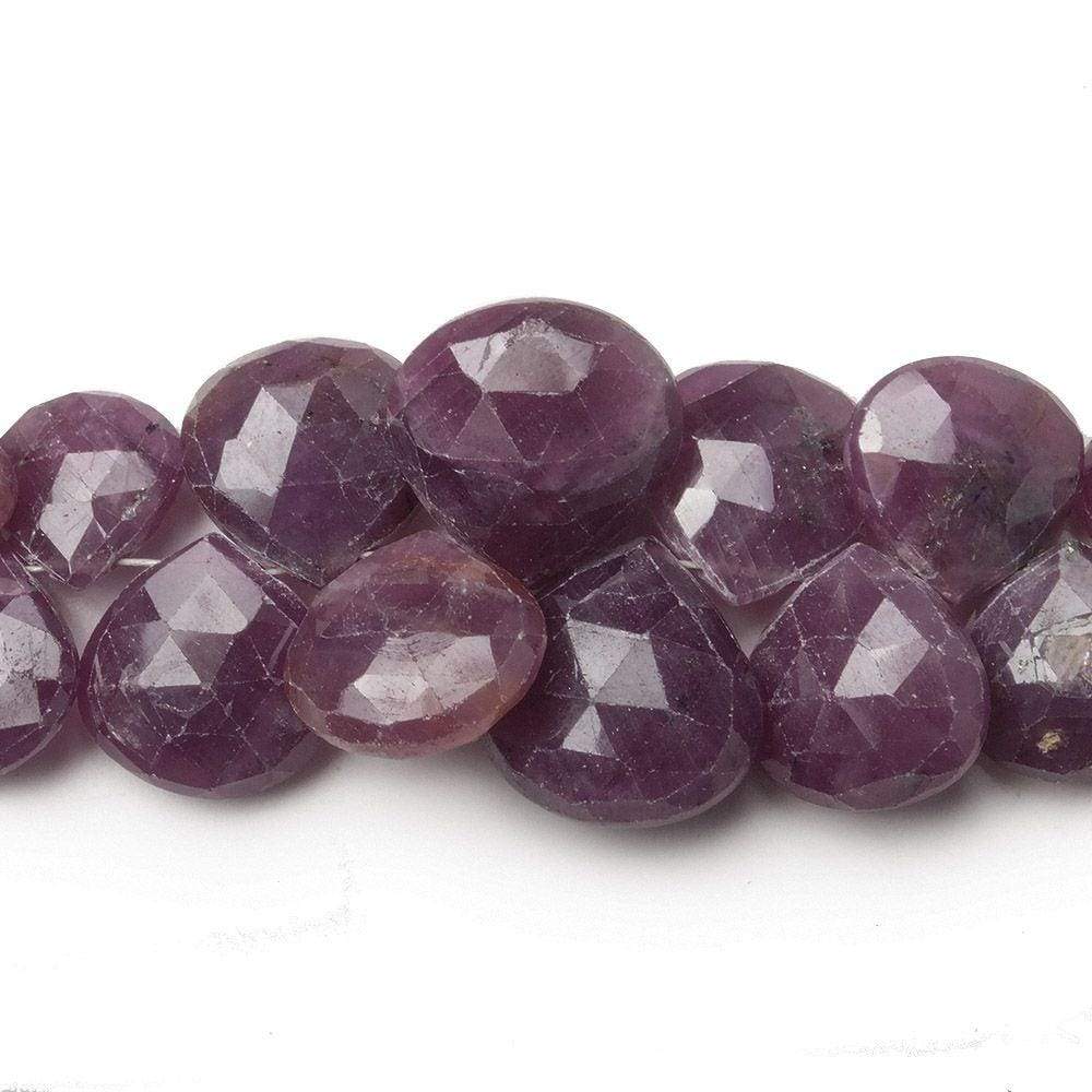 9x8-14.5x14mm Ruby Heart Briolette Beads 7.5 inch 44 pieces