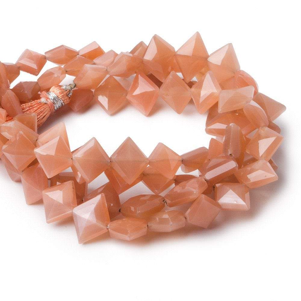 9x8-14x8mm Angel Skin Peach Moonstone Side Drilled Faceted Kite Beads 8 inch 23 pieces