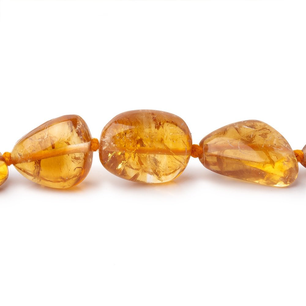 9x8-22x11mm Madeira Citrine Plain Nugget Beads 18 inch 33 pieces