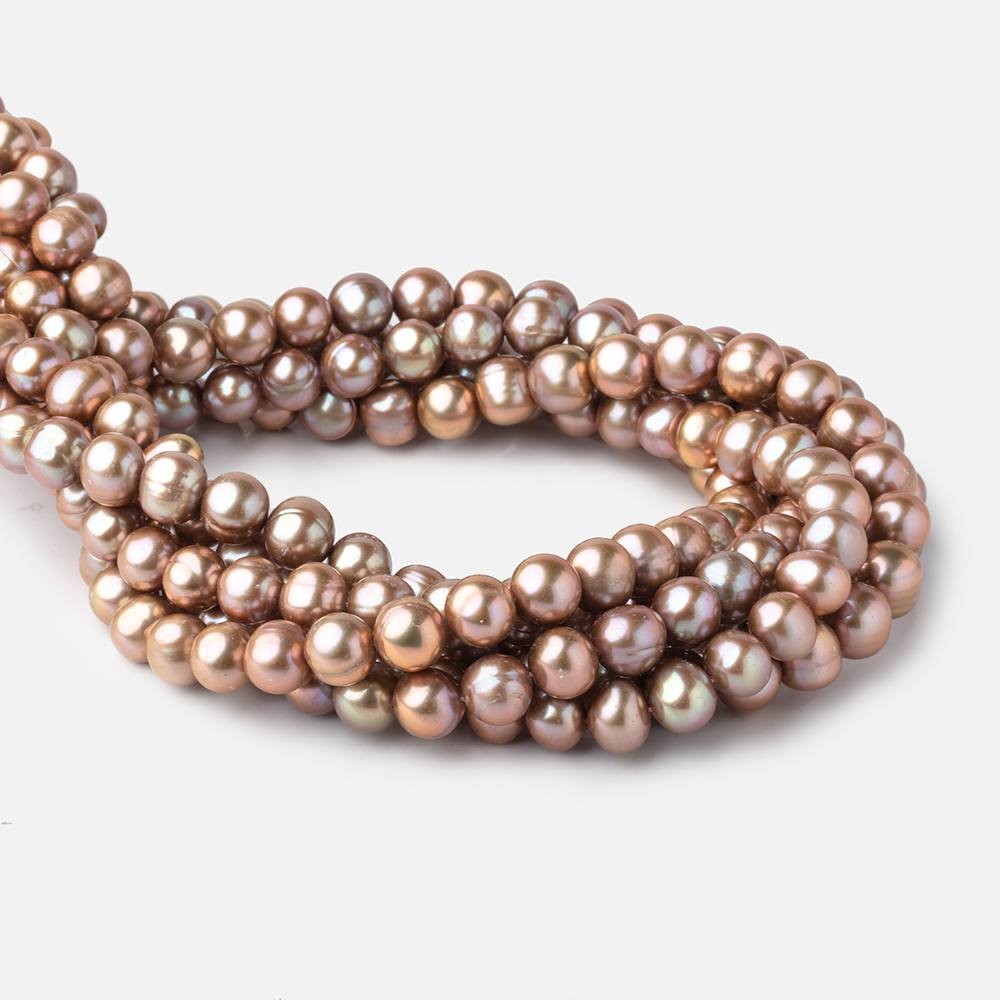 9x8mm Champagne Off Round Freshwater Pearls 16 inch 47 Beads