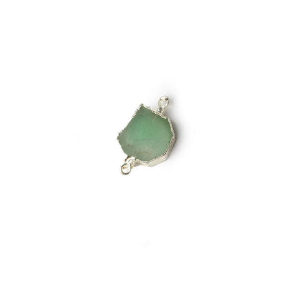 9x8mm Silver Leafed Chrysoprase Slice Connector 1 piece