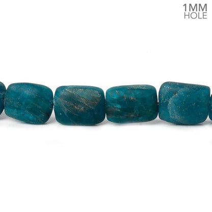 9x8x4-11x7x4mm Matte Neon Blue Apatite straight drilled plain rectangles 7.5 inch 19 beads