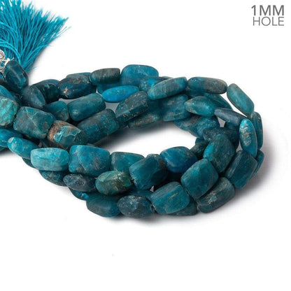 9x8x4-11x7x4mm Matte Neon Blue Apatite straight drilled plain rectangles 7.5 inch 19 beads