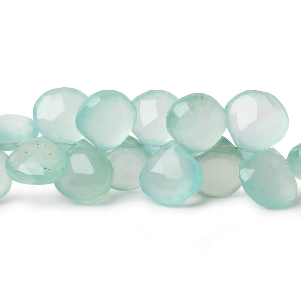 9x9-10x10mm Caribbean Green Chalcedony Faceted Hearts 8 inch 45 Beads