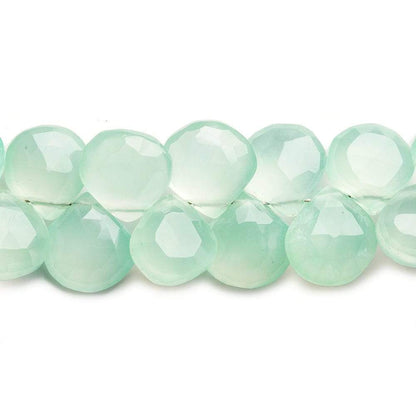 9x9-10x10mm Caribbean Green Chalcedony Faceted Hearts 8 inch 45 Beads
