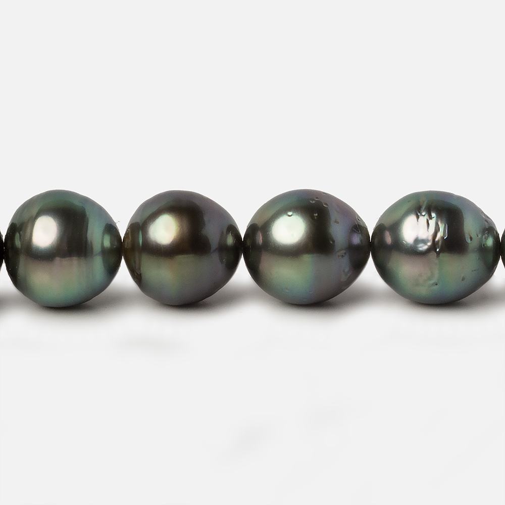 9x9-10x11mm Peacock Tahitian Round Saltwater Pearls 16 inch 40 pieces A