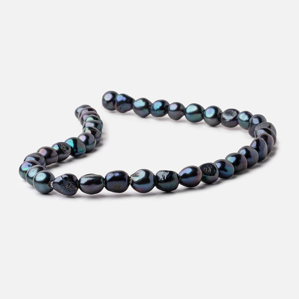 9x9-11x10mm Dark Peacock Baroque 2.5mm Large Hole Pearls 15 inch 38 pieces