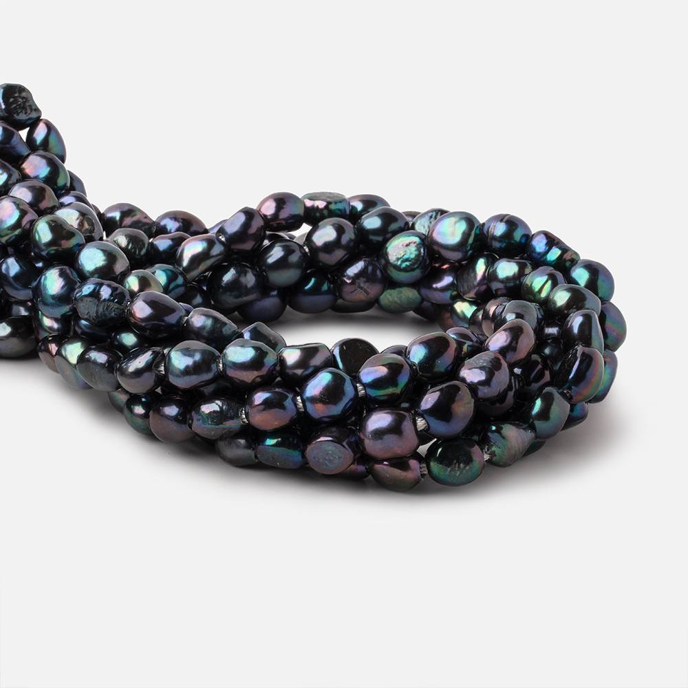 9x9-11x10mm Dark Peacock Baroque 2.5mm Large Hole Pearls 15 inch 38 pieces