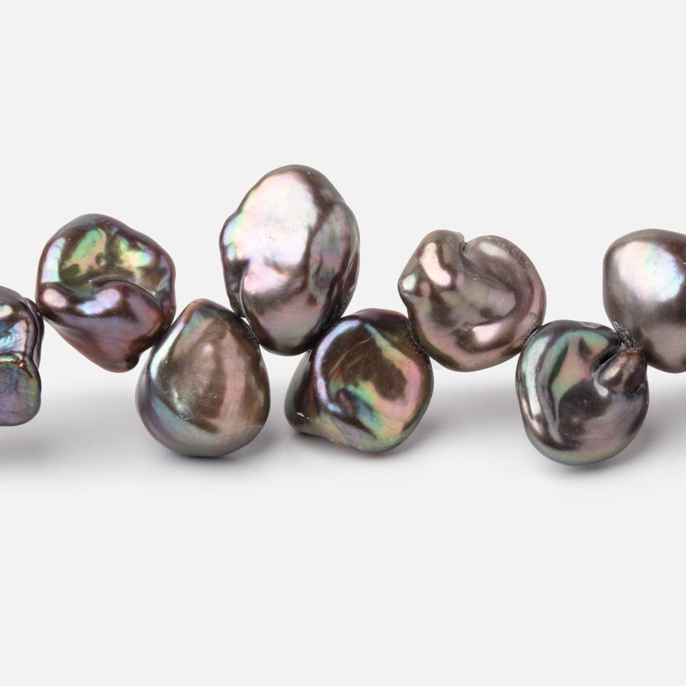 9x9-11x10mm Peacock Top Drill Keshi Freshwater Pearls 15 inch 56 Beads