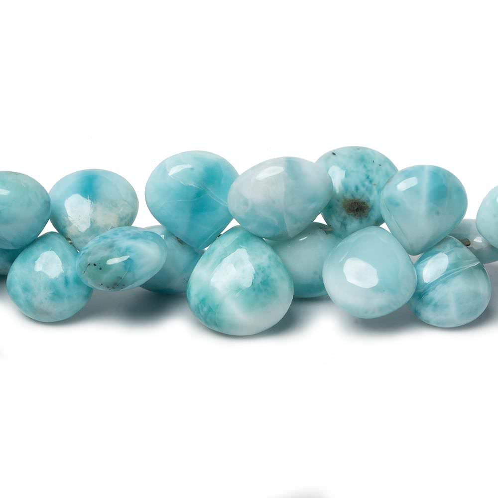 9x9-11x11mm Larimar plain heart beads 7 inch 46 pieces
