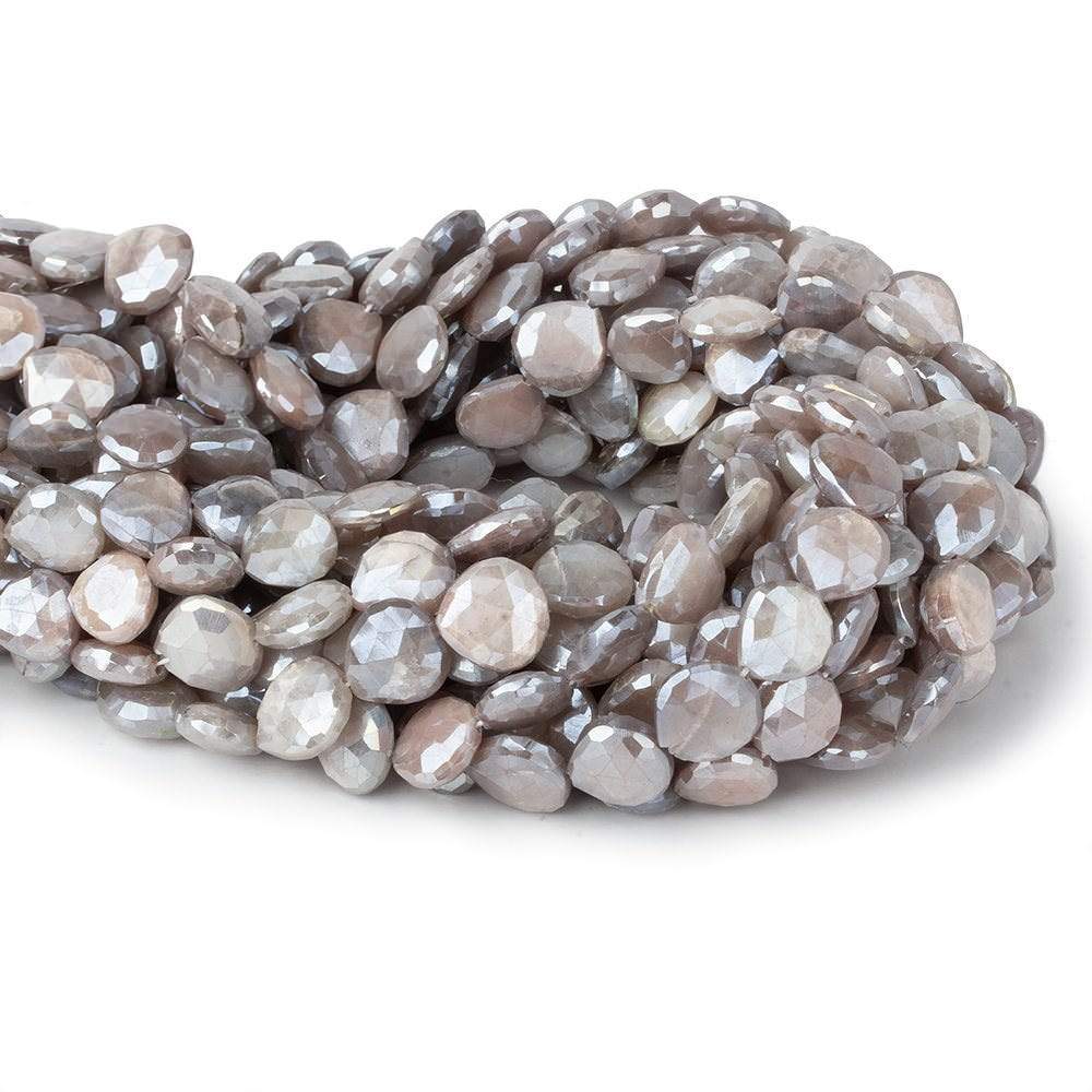 9x9-11x11mm Mystic Chocolate Moonstone straight drill faceted hearts 14 inch 35 beads