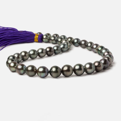 9x9-11x11mm Peacock Tahitian Round Saltwater Pearls 16 inch 39 pieces A