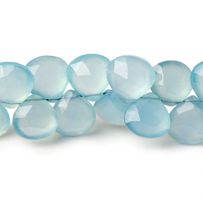 9x9-11x11mm Sky Blue Chalcedony faceted hearts 8 inch 41 beads AAA