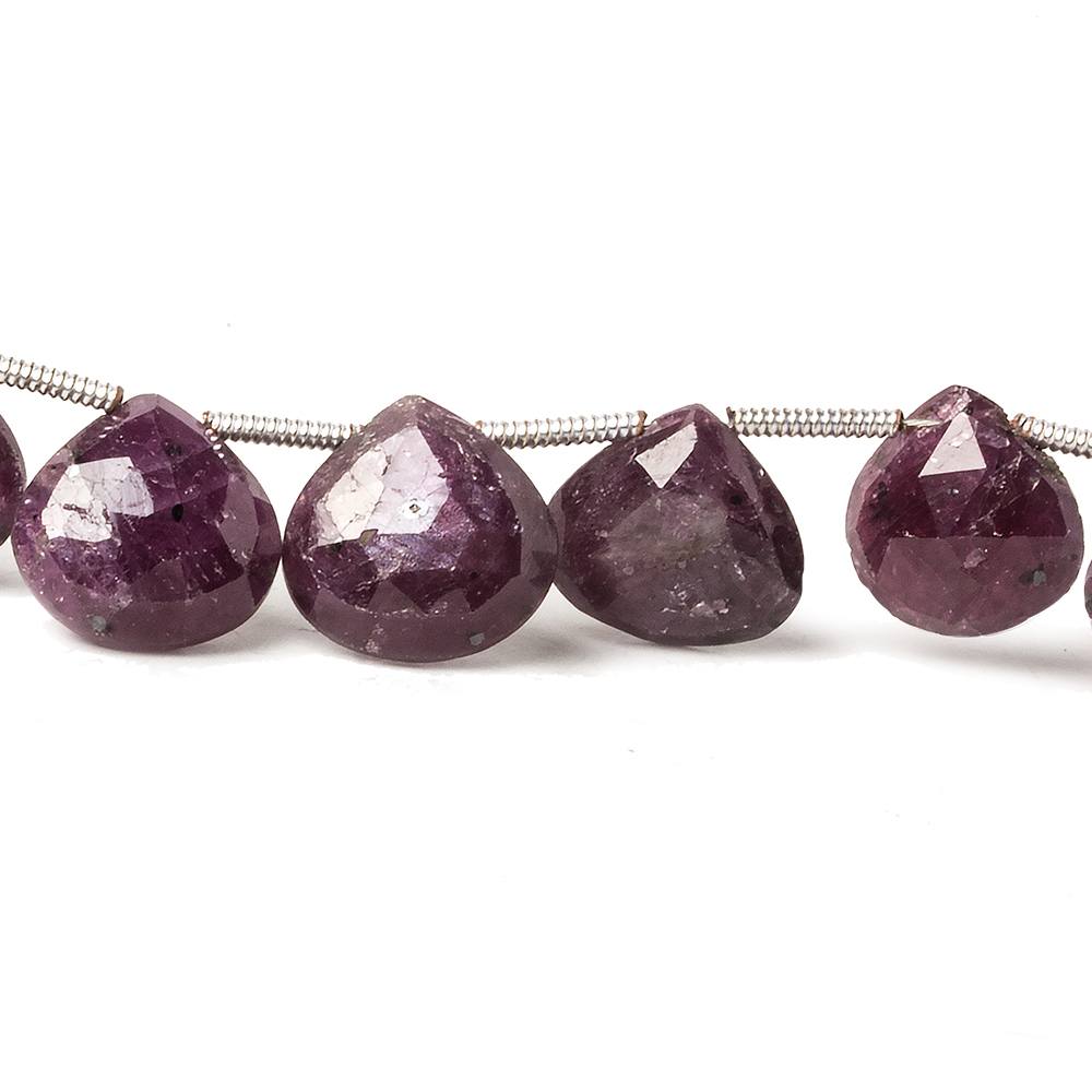 9x9-12x12mm Ruby Heart Briolette Beads 8 inch 18 pieces