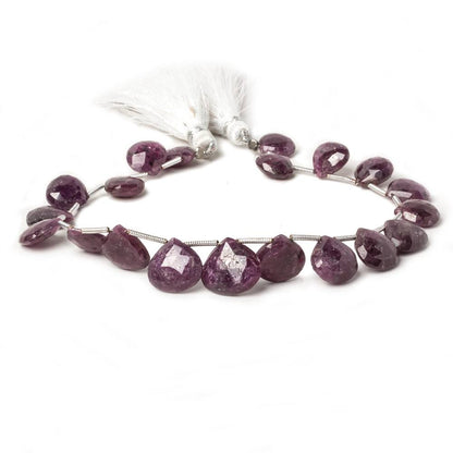 9x9-12x12mm Ruby Heart Briolette Beads 8 inch 18 pieces