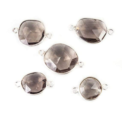 9x9-13x14mm Sterling Silver Bezeled Champagne Quartz Focal Bead Set of 5