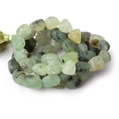 9x9-14x10mm Matte Prehnite tumbled plain nuggets 12 inch 23 beads AA