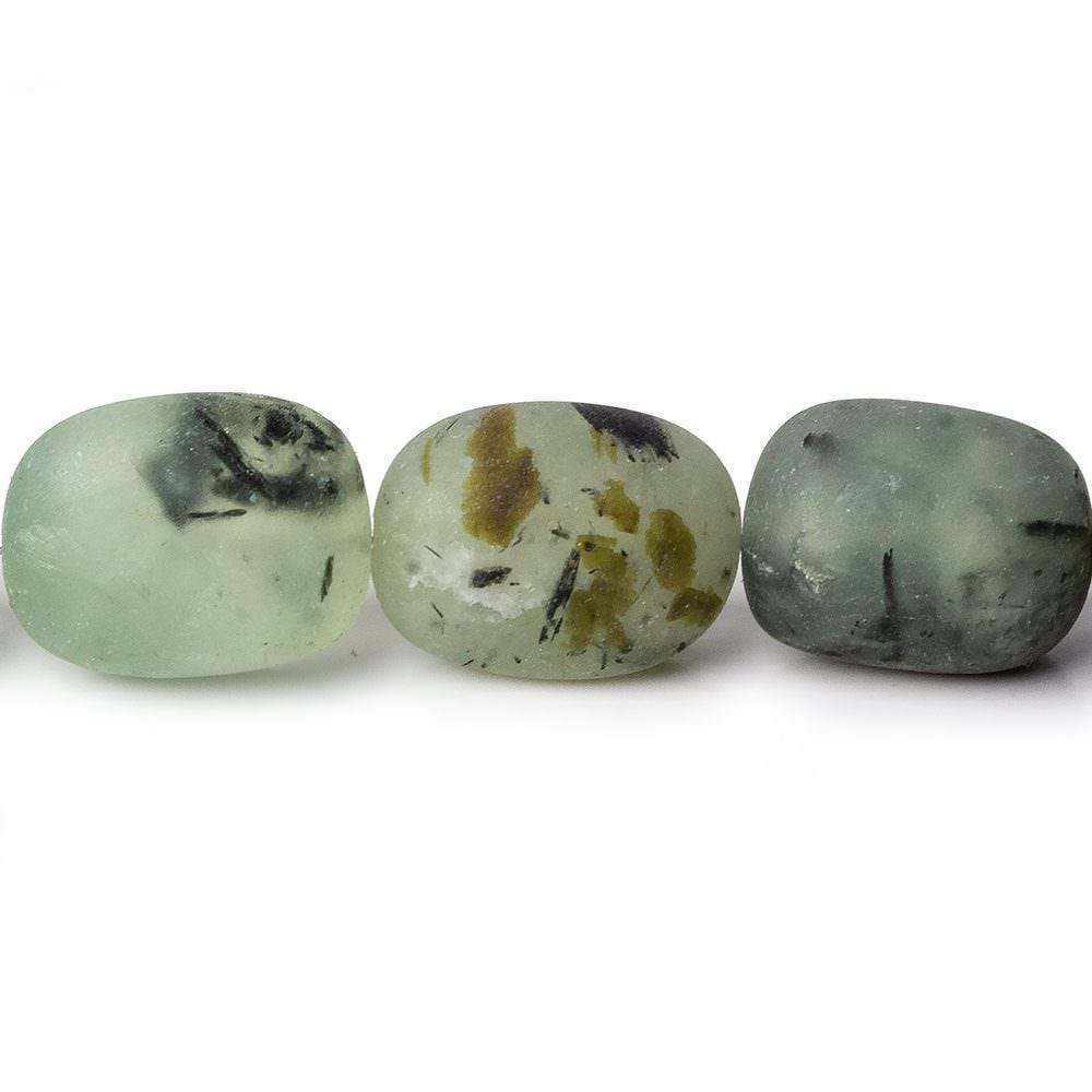 9x9-14x10mm Matte Prehnite tumbled plain nuggets 12 inch 23 beads AA
