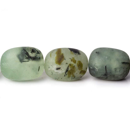 9x9-14x10mm Matte Prehnite tumbled plain nuggets 12 inch 23 beads AA