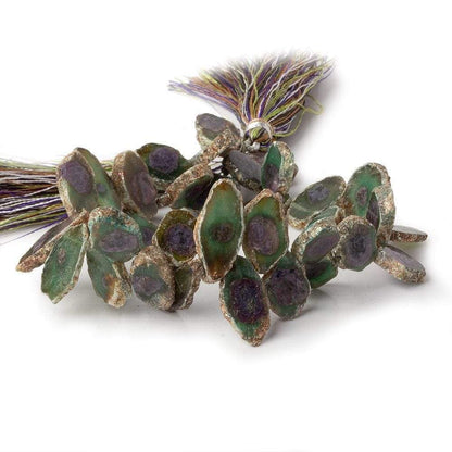 9x9-16x9mm Red & Green Bi-Color Corundum Crystal Slices 7.5 in 36 pcs