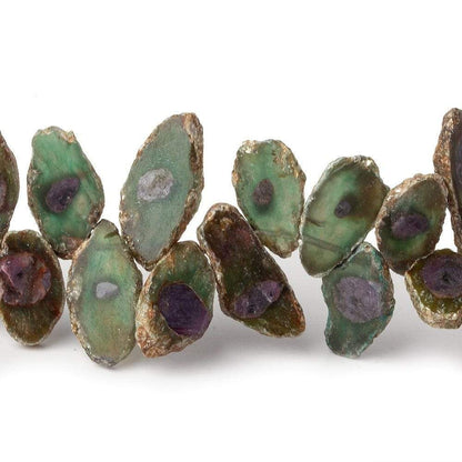 9x9-16x9mm Red & Green Bi-Color Corundum Crystal Slices 7.5 in 36 pcs