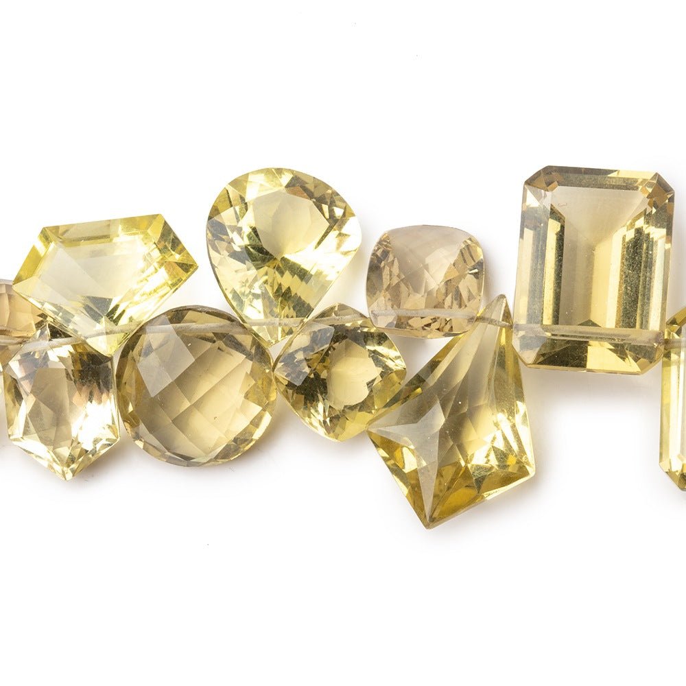 9x9-21x15mm Lemon Quartz Faceted Multi Shape Beads 5 inch 22 pieces AAA