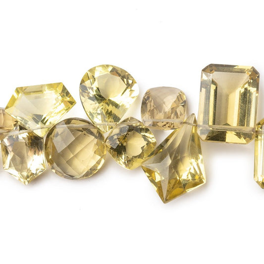 9x9-21x15mm Lemon Quartz Faceted Multi Shape Beads 5 inch 22 pieces AAA
