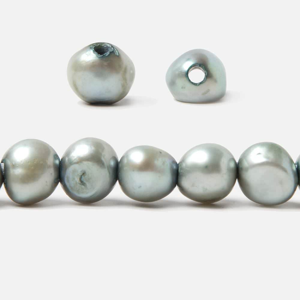 9x9.5-9.5x10.5mm Light Chambray Blue Baroque 2.5mm large hole Pearls 43 pcs