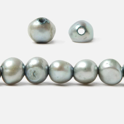 9x9.5-9.5x10.5mm Light Chambray Blue Baroque 2.5mm large hole Pearls 43 pcs