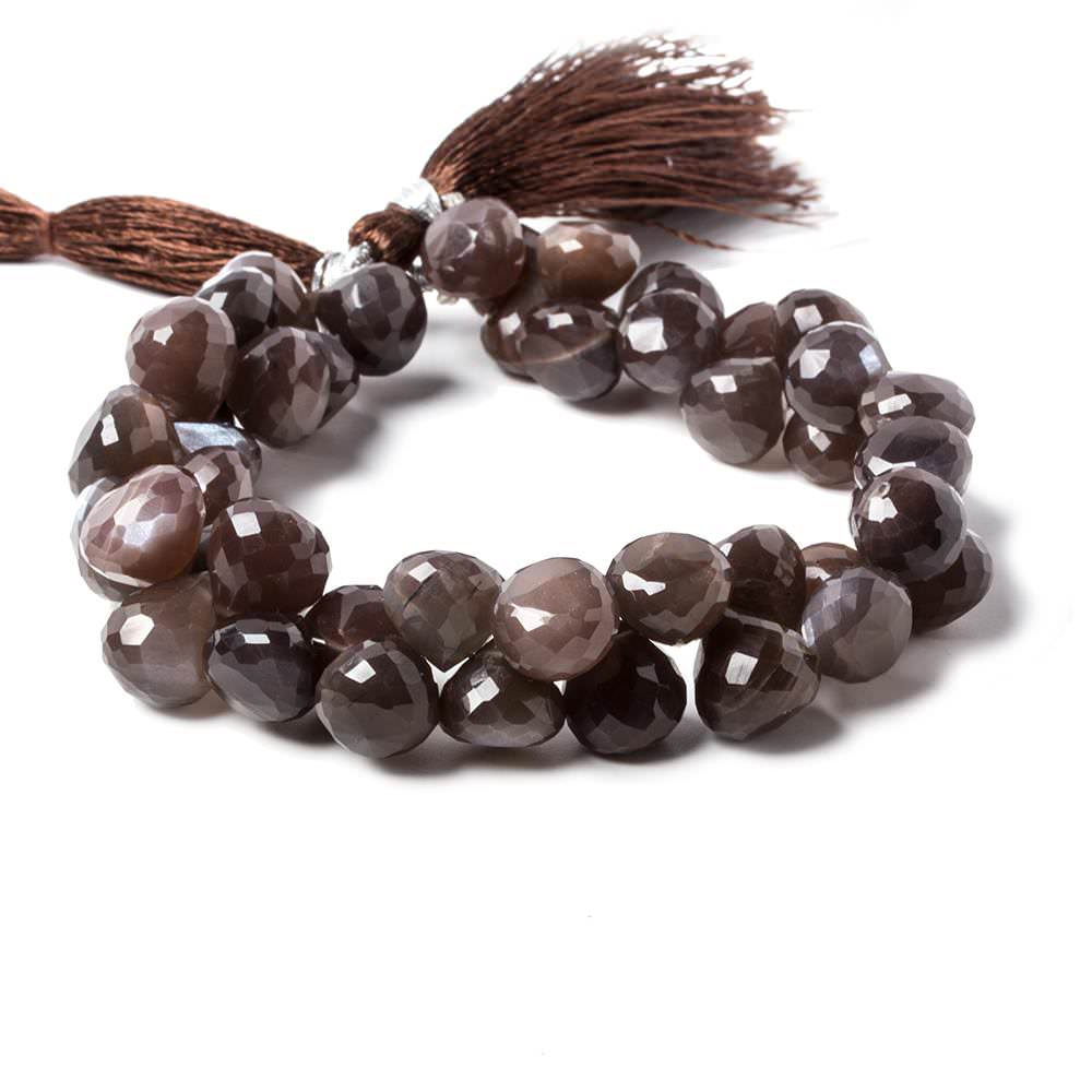 9-10mm Chocolate Moonstone Faceted Candy Kiss beads 8 inch 44 pcs