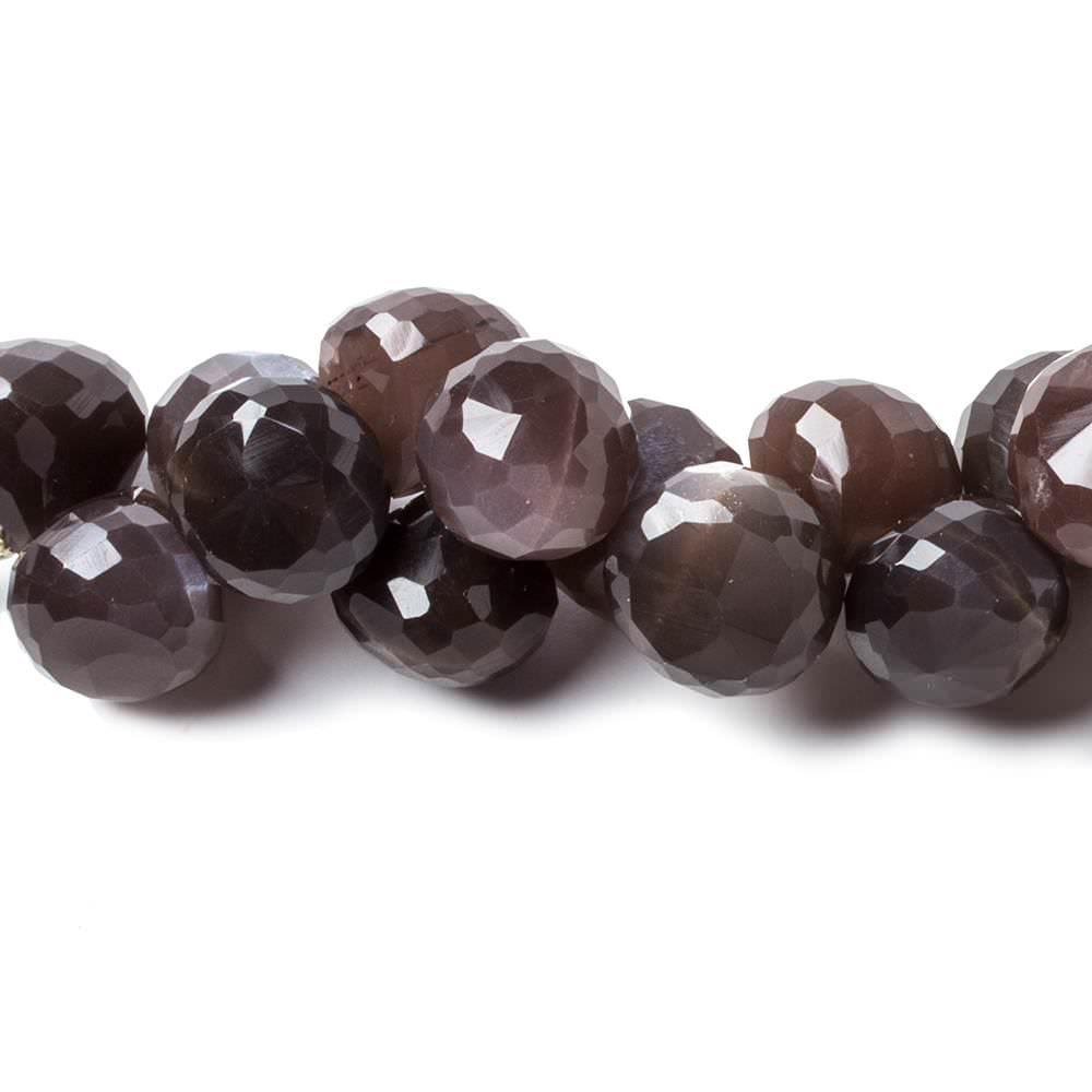 9-10mm Chocolate Moonstone Faceted Candy Kiss beads 8 inch 44 pcs