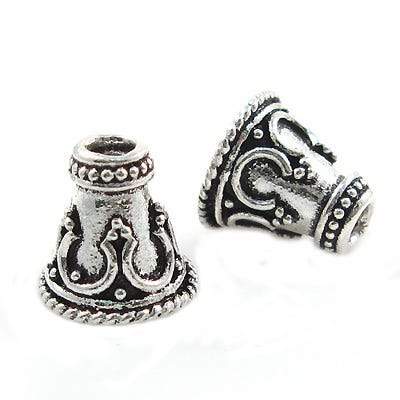 9x9mm Antiqued Sterling Silver Cone Set of 2