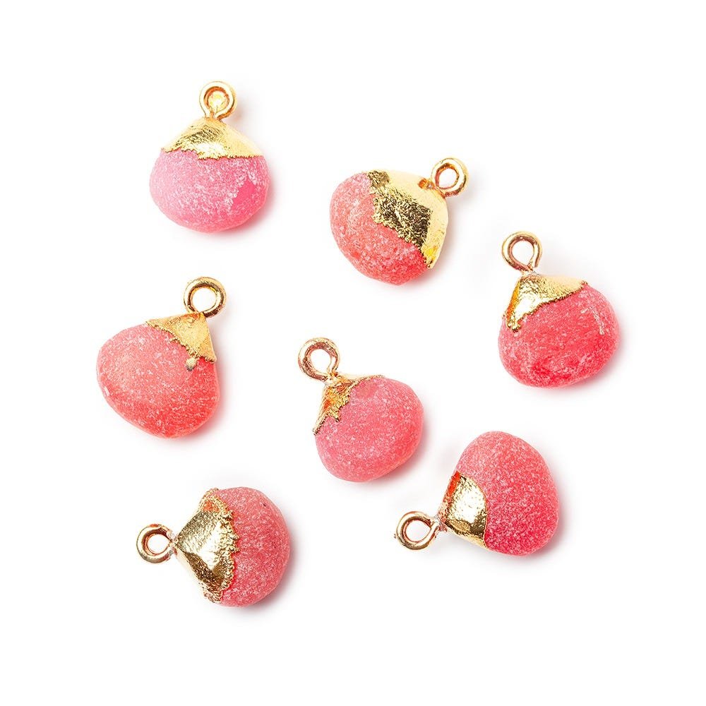 8mm Gold Leaf Frosted Watermelon Chalcedony plain heart Bead 1 piece