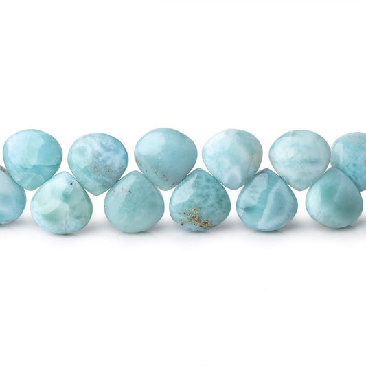 9x9mm Larimar Plain Heart Beads 7.5 inch 37 pieces AA
