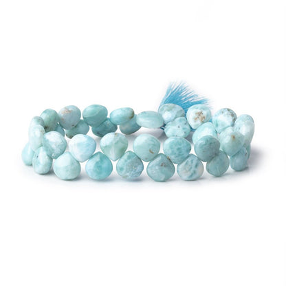 9x9mm Larimar Plain Heart Beads 7.5 inch 37 pieces AA