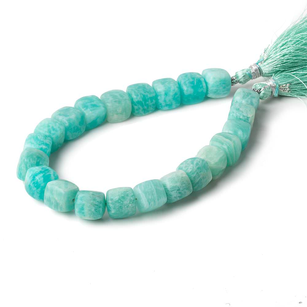 9x9mm Matte Amazonite plain cubes 7.5 inch 21 beads AA