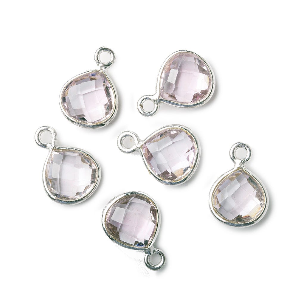 9x9mm Silver .925 Bezeled Pink Amethyst Heart Pendant 1 piece
