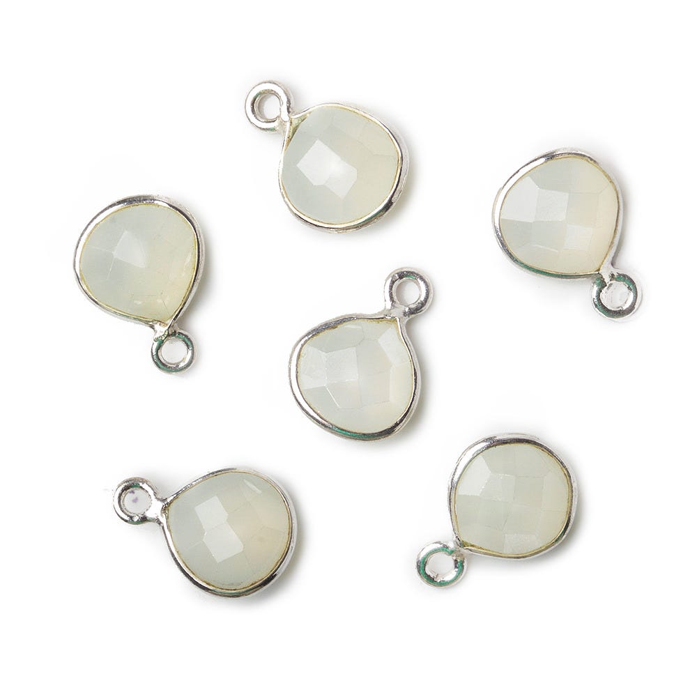 9x9mm Silver .925 Gold Bezeled White Moonstone Heart Pendant 1 piece