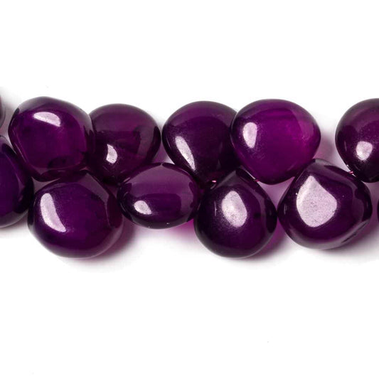 9x9mm to 11x11mm Pansy Purple Chalcedony Plain Heart Beads 8 inch 43 pieces