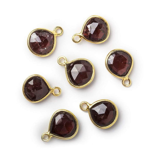 9x9mm Vermeil Bezel Garnet faceted heart Pendant 1 piece